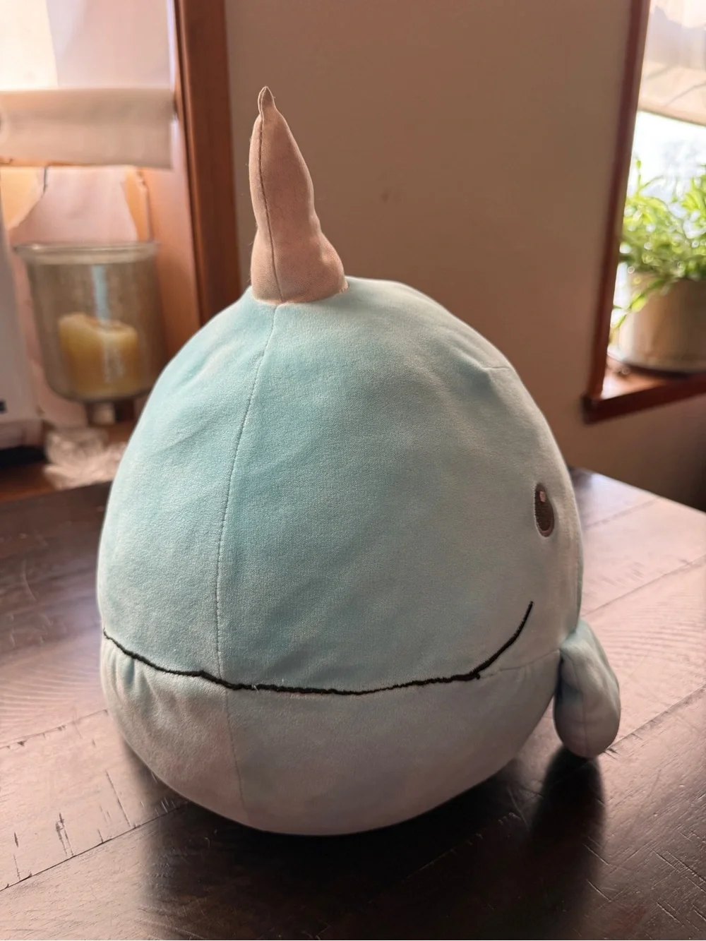 Cuddle Pals Blue Narwhal Plush Toy / Pillow with Cream Horn